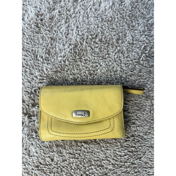 FOSSIL Women's Hanover Yellow Genuine Leather Wallet - Picture 13 of 13